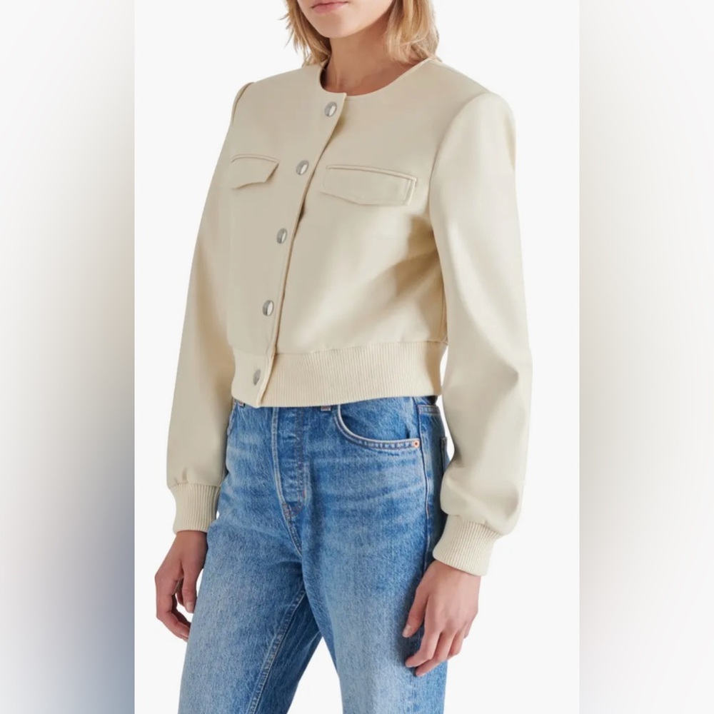 Steve Madden Faux Leather Crop Bomber Jacket 🧥